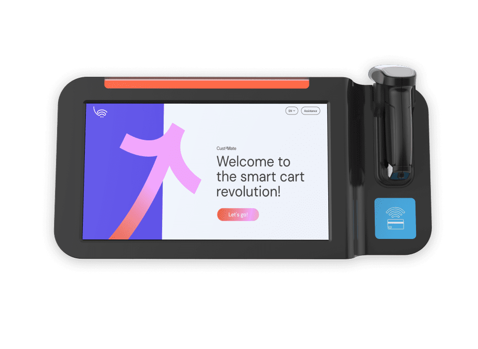 Smart cart interface with welcome message