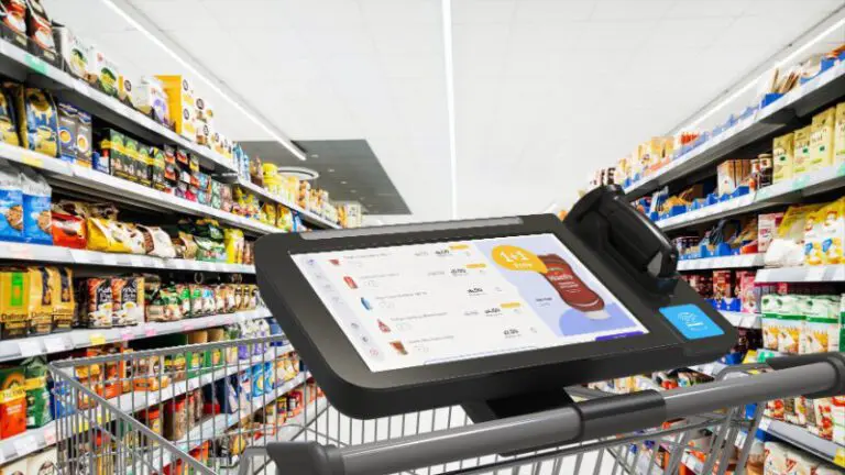 Shopping cart with digital display screen