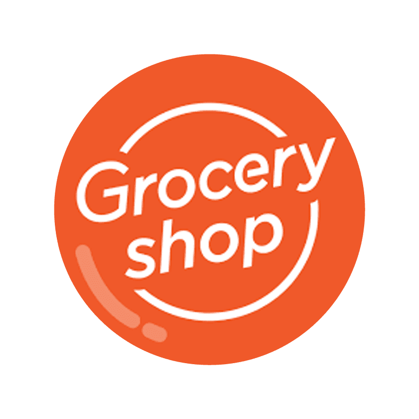 Circular logo with grocery shop text